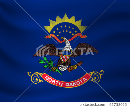 Waving flag of North Dakota. Vector illustration 65738033