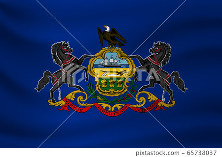 Waving flag of Pennsylvania. Vector illustration 65738037