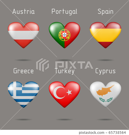 Flags in the shape of a heart Flags in the shape of a heart 65738564