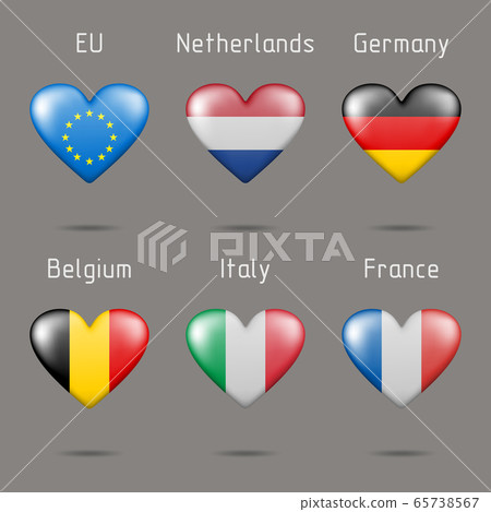 Heart shaped european flags Heart shaped european flags 65738567