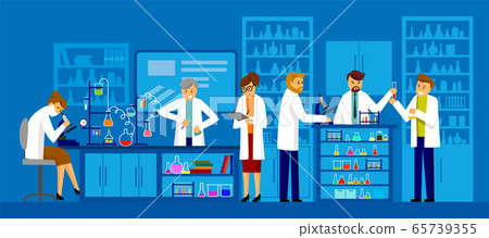 Group of scientists working at science lab 65739355