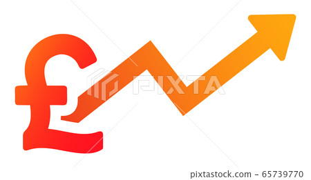 Pound symbol and rising arrow 65739770