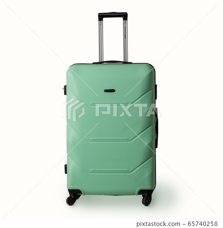 Plastic suitcase with wheels. 65740258