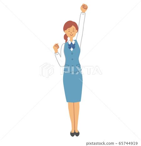 Reception staff doing guts pose 65744919