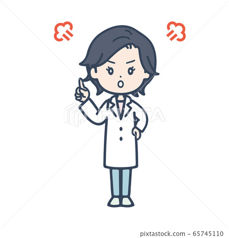 Angry female doctor pose illustration 65745110