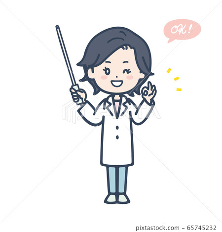 擺好用指點棒一名女醫生的插圖 65745232