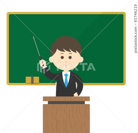 Illustration of a teacher teaching at the blackboard Illustration of a teacher teaching at the blackboard 65746219
