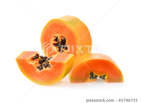Papaya slices on white background Papaya slices on white background 65746735