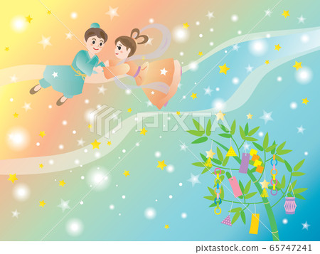 Orihime and Hikoboshi meet in the Milky Way on the night of Tanabata Orihime and Hikoboshi meet in the Milky Way on the night of Tanabata 65747241