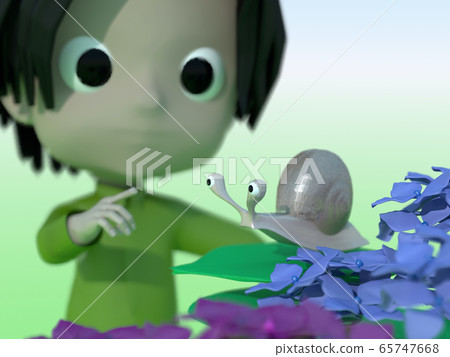 繡球花，蝸牛和孩子 65747668