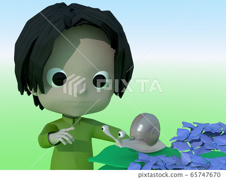 繡球花，蝸牛和孩子 65747670