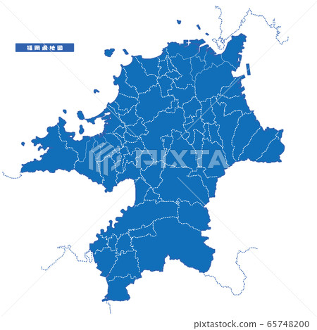 Fukuoka Prefecture Map Simple Blue City Fukuoka Prefecture Map Simple Blue City 65748200
