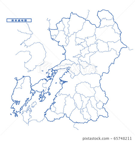 熊本縣地圖簡單的白色地圖自治市 65748211