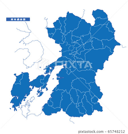 熊本縣地圖簡單的藍色城市 熊本縣地圖簡單的藍色城市 65748212