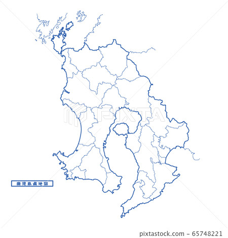 Kagoshima Prefecture Map Simple White Map Municipalities Kagoshima Prefecture Map Simple White Map Municipalities 65748221
