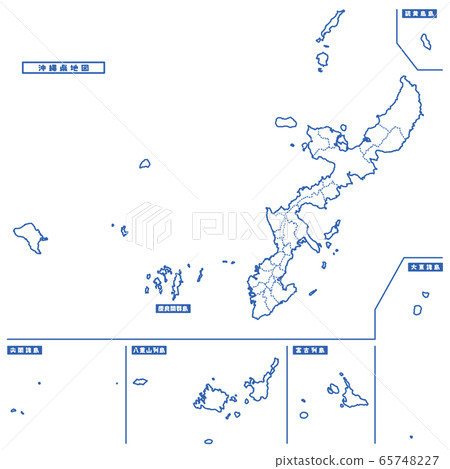 Okinawa Prefecture Map Simple White Map... - Stock Illustration ...