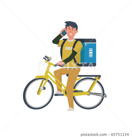 A man delivering by bicycle [shopping, shopping, commuting, delivery, calling] Illustration 65751154