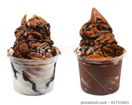 soft serve ice cream in a cup with topping soft serve ice cream in a cup with topping 65751603