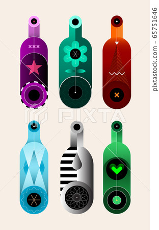 Six Decorative Bottles vector illustration Six Decorative Bottles vector illustration 65751646