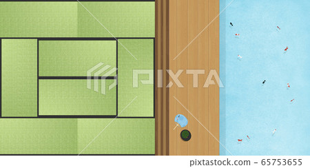 Japanese-style room, threshold, porch and pond 65753655