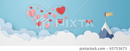 Paper Craft-Sky-Clouds-Mountains-Paper Planes-Hearts Paper Craft-Sky-Clouds-Mountains-Paper Planes-Hearts 65753673