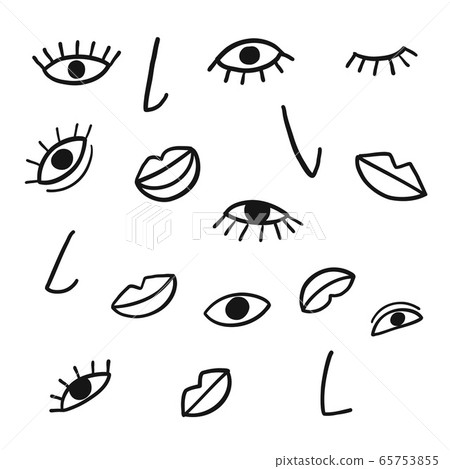 Hand drawing eye, nose. 65753855