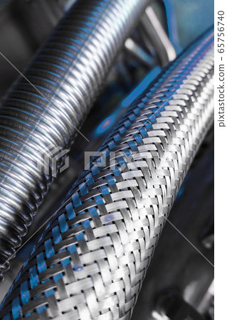 Corrugated metal hose for fuel supply, Close - up. 65756740