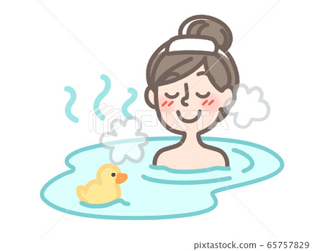 沐浴溫泉等的浴婦女 65757829