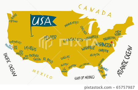 Vector hand drawn stylized map of The United Vector hand drawn stylized map of The United 65757987