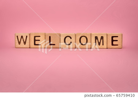 WELCOME word made with building blocks, business WELCOME word made with building blocks, business 65759410