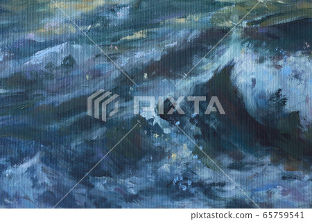 sea wave close up oil painted art background sea wave close up oil painted art background 65759541