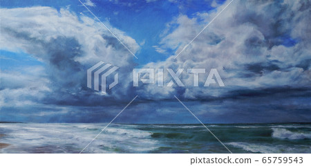 sea storm and cumulus clouds scene oil painting on canvas sea storm and cumulus clouds scene oil painting on canvas 65759543