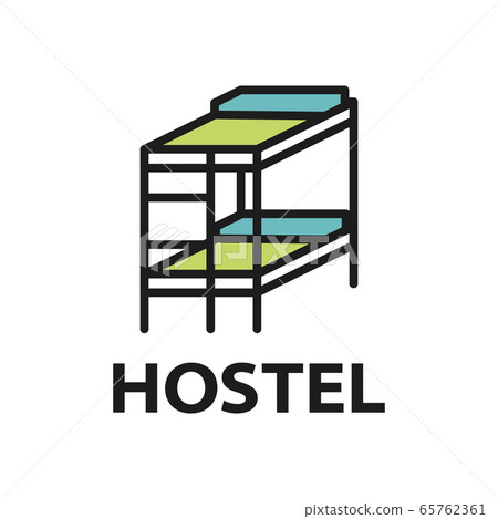 Hostel for you logo template in doodle style Vector Image