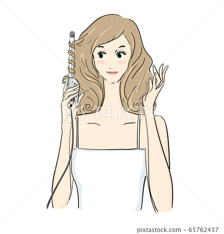 Woman with hair styling trowel Woman with hair styling trowel 65762437