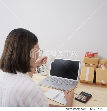 Young woman work from home Young woman work from home 65762448