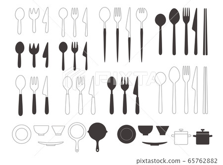 湯匙,叉子刀,盤子,煎鍋,鍋 湯匙,叉子刀,盤子,煎鍋,鍋 65762882
