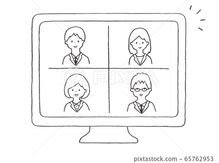 Hand drawn illustration of online meeting 65762953