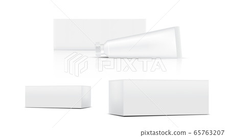 Tube Mock up Realistic Cosmetic and Box 3 Side for 65763207
