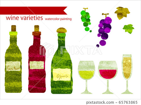 Wine set watercolor texture Wine set watercolor texture 65763865