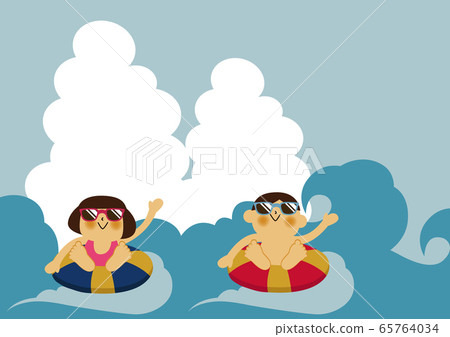 游泳的形象。孩子們游泳。游泳在海的男孩和女孩。 游泳的形象。孩子們游泳。游泳在海的男孩和女孩。 65764034