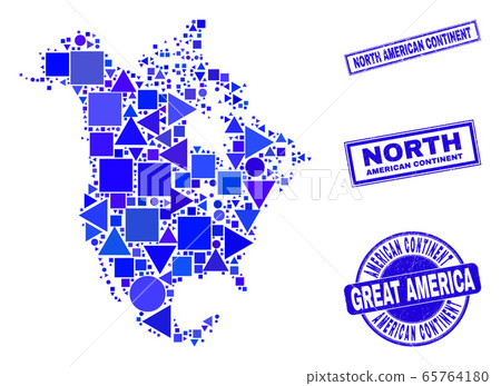 Blue Geometric Mosaic North America V2 Map and Seals Blue Geometric Mosaic North America V2 Map and Seals 65764180