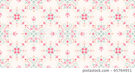 Rectangular seamless Bandana Print vector design for rug, carpet, tapis, shawl, towel, textile, yoga mat. Neck scarf or kerchief pattern design. Traditional ornamental ethnic pattern with paisley. 65764951
