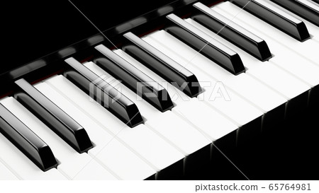 Piano keyboard close up view 3D illustration 65764981