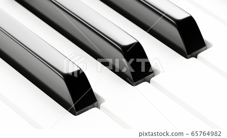 Piano keyboard close up view 3D illustration Piano keyboard close up view 3D illustration 65764982