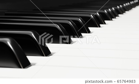 Piano keyboard close up view 3D illustration 65764983