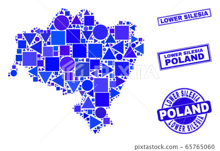 Blue Geometric Mosaic Lower Silesia Province Map and Seals Blue Geometric Mosaic Lower Silesia Province Map and Seals 65765060