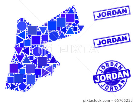 Blue Geometric Mosaic Jordan Map and Stamps Blue Geometric Mosaic Jordan Map and Stamps 65765233