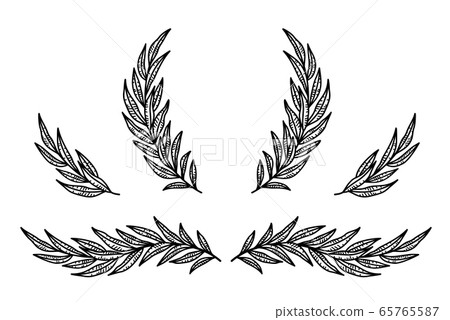 vintage set of branches with leaves and wreath vintage set of branches with leaves and wreath 65765587