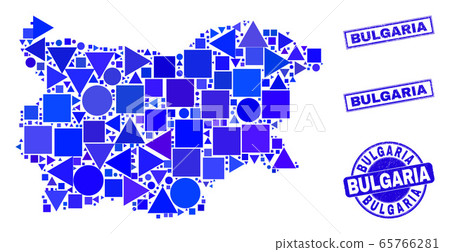 Blue Geometric Mosaic Bulgaria Map and Seals Blue Geometric Mosaic Bulgaria Map and Seals 65766281