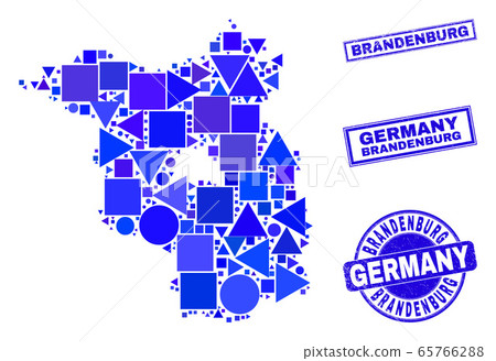 Blue Geometric Mosaic Brandenburg Land Map and Seals 65766288